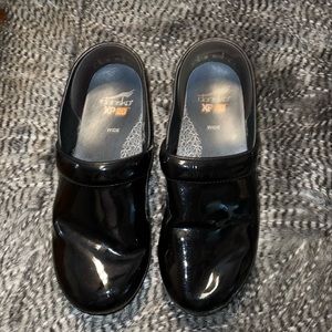 Dansko Black Patent Leather Mules